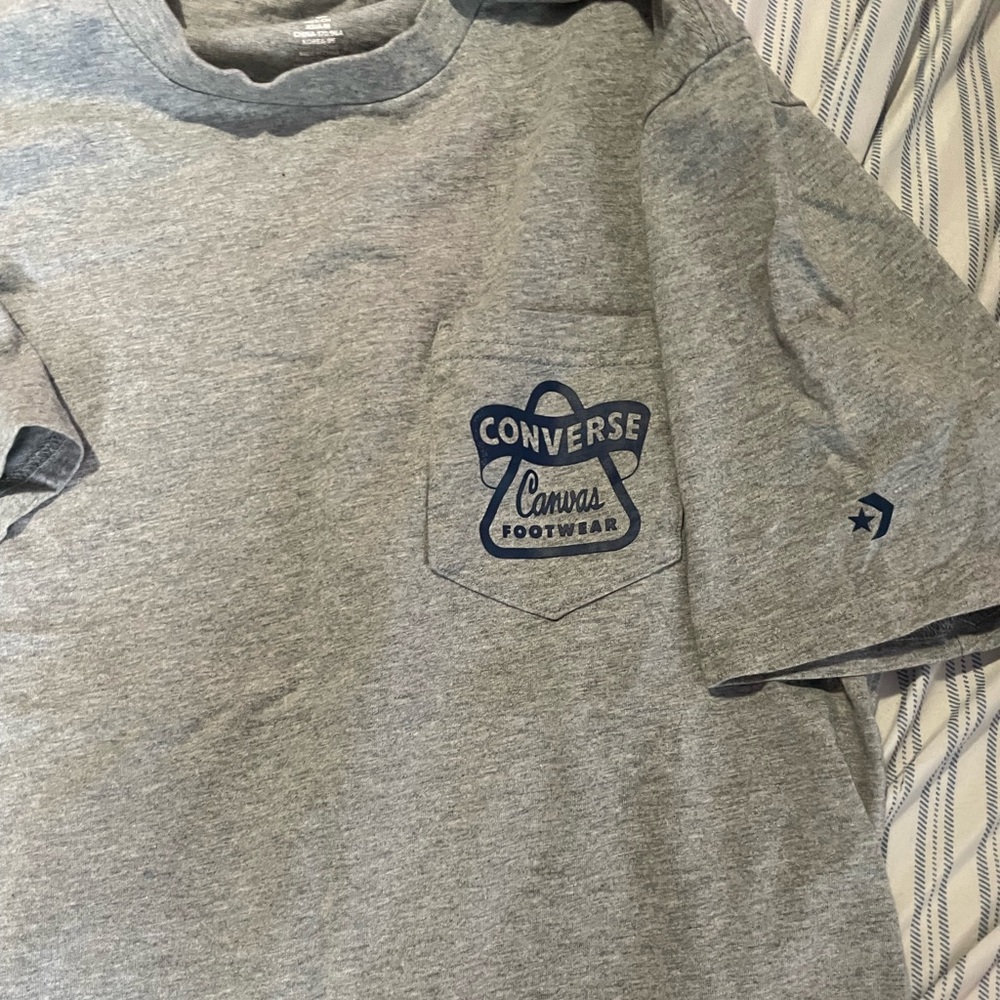 Converse Gray T-Shirt with Blue Logo